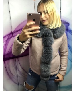 Бомбер из драпа с мехом песца арт. 2175