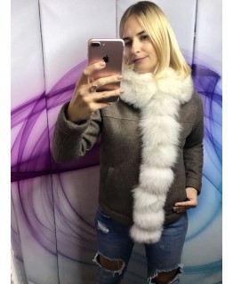 Бомбер из драпа с мехом песца арт. 2179