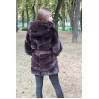 Кожушок з хутра рекс з капюшоном, пояс в комплекті арт. 2187 - фото 4