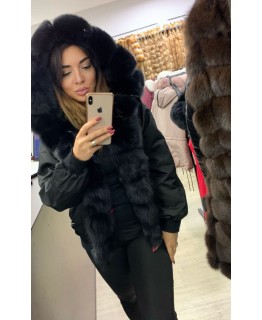 Зимний бомбер с мехом песца арт. 3359