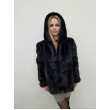 Шуба з хутра норки з капюшоном, колір -чорній арт. 762 - фото 2