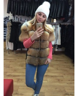 Жилетка из лисы со шнуровкой по бокам арт. 127