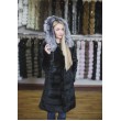 Подовжена шуба з хутра кролика з капюшоном арт. 814 - фото 3