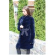 Подовжена шуба з хутра кролика рекс з поясом арт. 2188 - фото 3