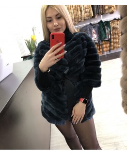 Полушубок из меха кролика Рекса, трансформер арт. 3037