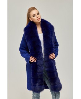 Яркое меховое пальто арт. 2251