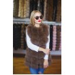 Короткий жилет из меха песца на крючках арт. 1377 - фото 3