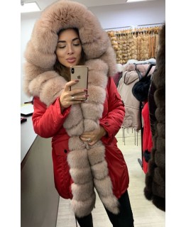 Стильна парка з хутра песця арт. 3361