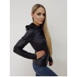 Стильная кожаная куртка с капюшоном синего цвета арт. 2170 - фото 3
